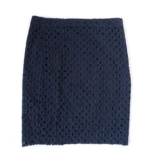 Kenar Navy Eyelet Pencil Skirt